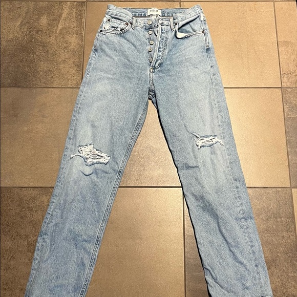 Agolde Denim - Agolde 90s light wash ripped straight leg Jean